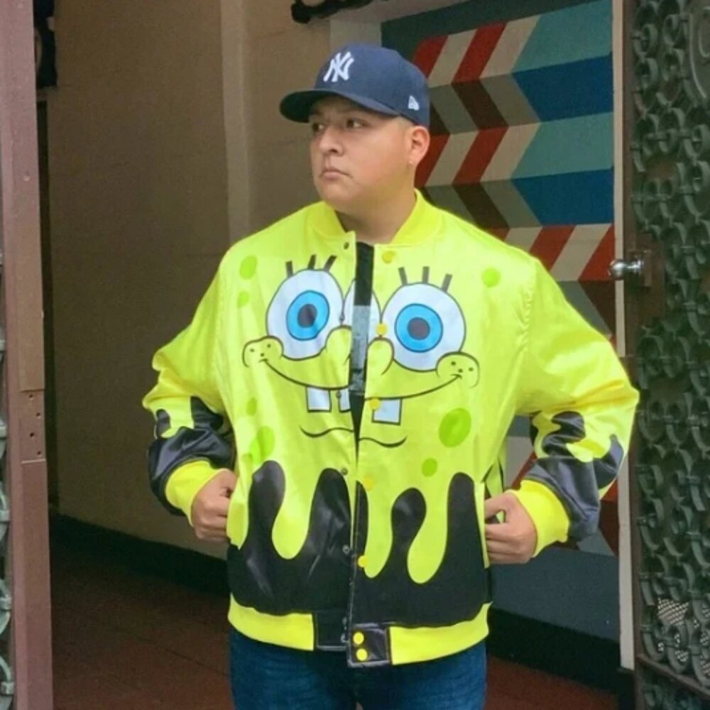 Men’s SpongeBob Drip Lightweight Satin Jacket NWT